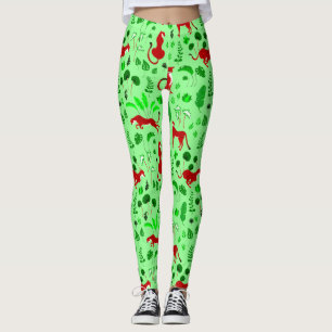 Legging planta monstera de leopardo-da-chita