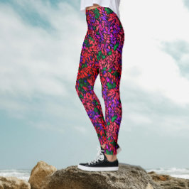 Legging Plantas Botânicas Florais Coloridas em Aquarela