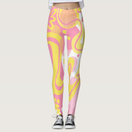 Legging Plantas de espiral amarelas