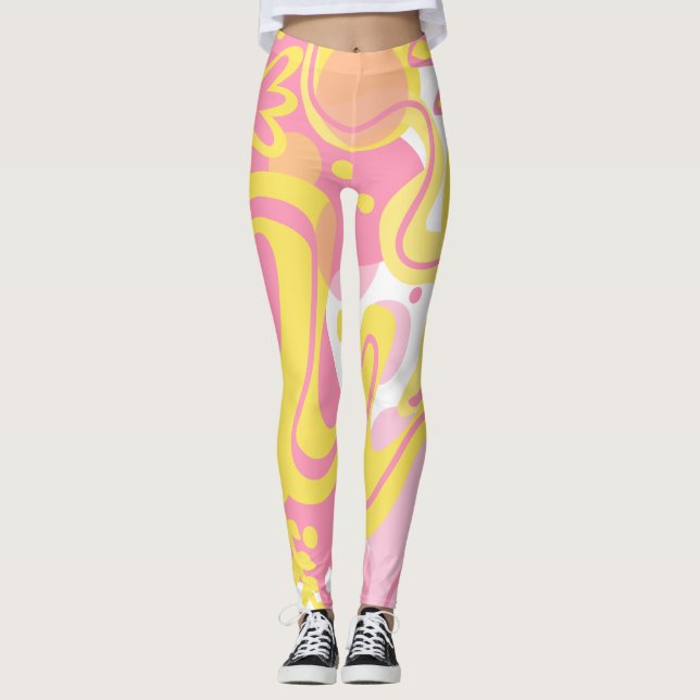 Legging Plantas de espiral amarelas (Frente)