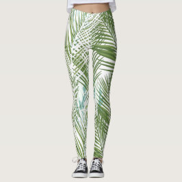 Legging plantas de palmeiras e folhas verdes
