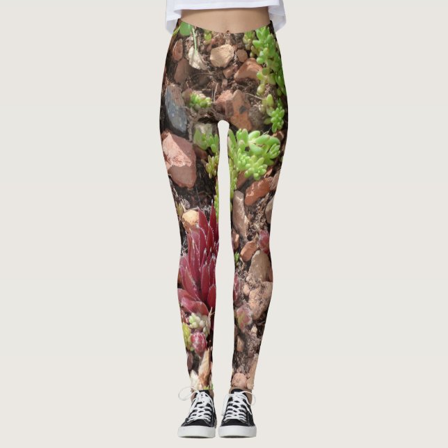 Legging plantas naturais flores suculentas cactus (Frente)
