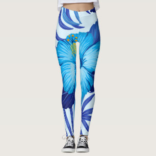 Legging Plantas tropicais havaianas, padrão de hibisco.