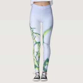 Legging Plantas Verdes do Céu Azul Deixam Flores Roxas
