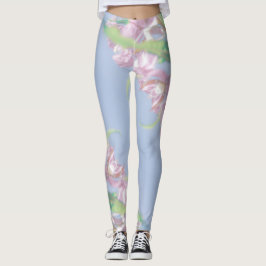 Legging Plantas Verdes do Céu Azul Deixam Flores Roxas