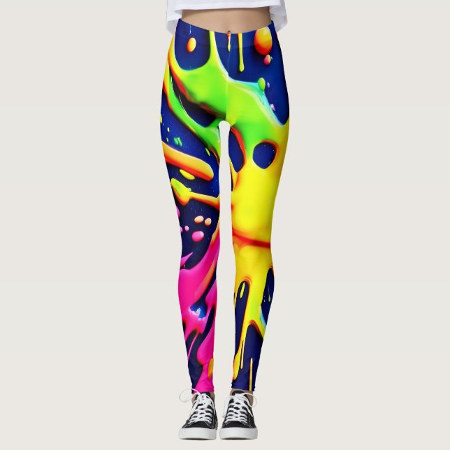 Legging Plasmas vívidas de neon (Frente)