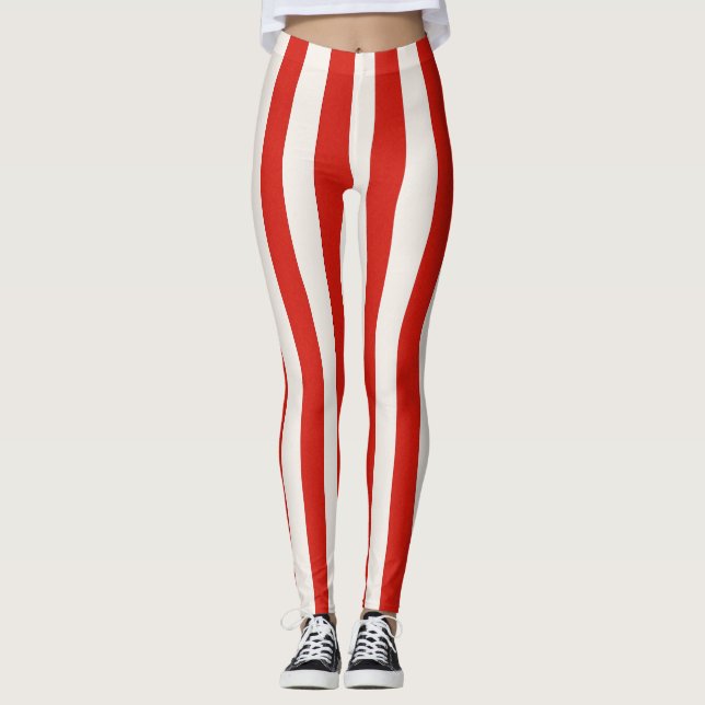 Legging Playful Candy Cane Red Stripes Christmas  (Frente)