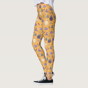 Legging Playful Halloween Ghosts and Witches Patterno