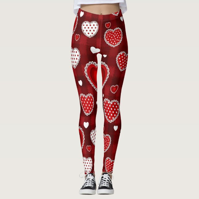 Legging Playful Hand-Drawn Valentine Hearts Pattern (10) (Frente)