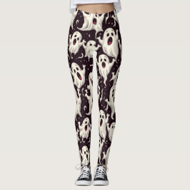 Legging Playful Scary Ghost Patterno para a Noite de Hallo