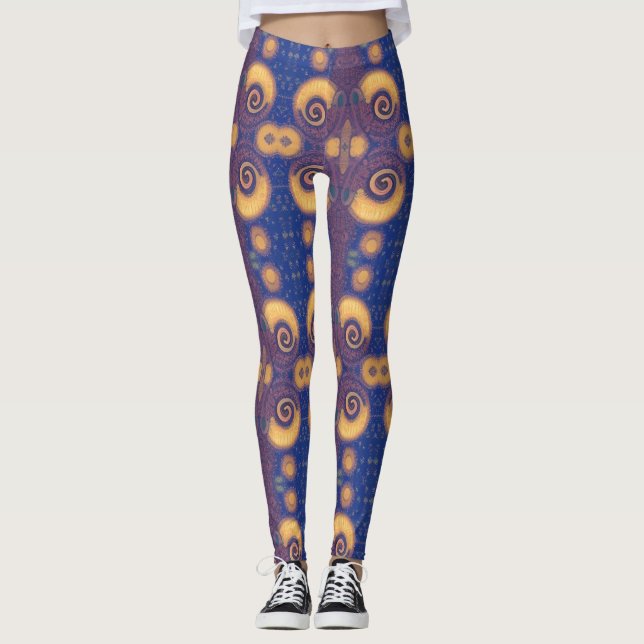 Legging Plum marinho de ouro geométrico gatinho de design (Frente)