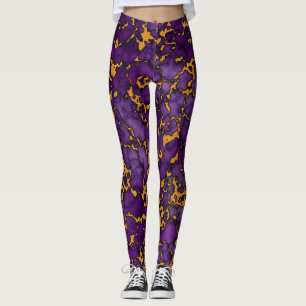 Legging Plum Purple e Dourado Marble Texture Design