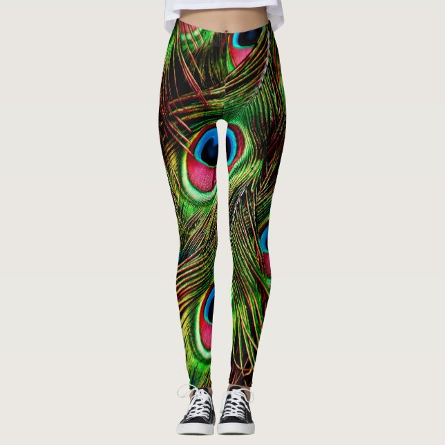 Legging plumagem de penas de pavão (Frente)