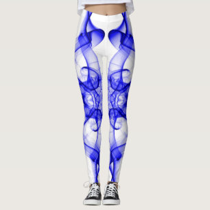 Legging Plumas de fumaça azul em branco