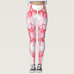 Legging Plumas de Fumaça Vermelha em Branco
