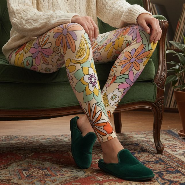 Legging Poder Floral Groovy dos Anos 70 ID929 (Criador carregado)