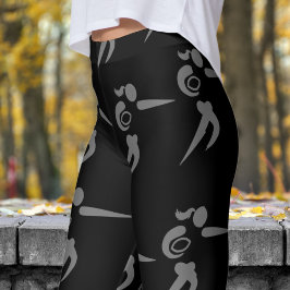 Legging Poderoso padrão de rugby das mulheres negras