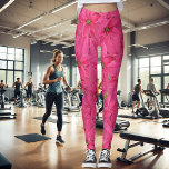 Legging Poinsettias coloridas da Fossia, padrão floral<br><div class="desc">Esta Leggings apresenta muitas poinsettias em cor fuchsia como padrão no fundo do ouro. Projetado a partir de uma fotografia editada. Para todos os amantes de flores. Bonita para todas as senhoras! Legal para esportes,  treino,  todos os dias!</div>