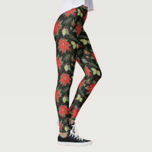 Legging Poinsettias e Holly deixam aves