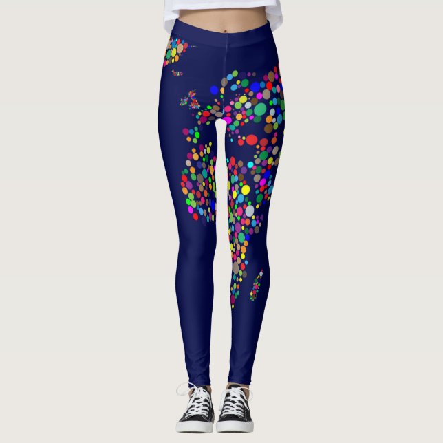Legging Polcas dos mapas do mundo (Frente)