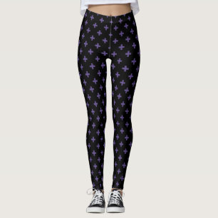 Legging Polka ultravioleta cruza em preto