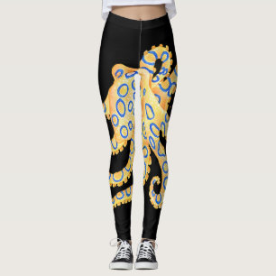 Legging Polvo azul do anel no preto
