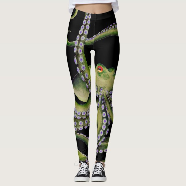 Legging Polvo Verde Preto (Frente)