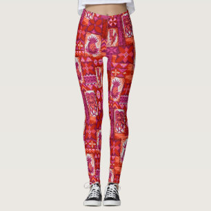 Legging Pomaika’i Tiki Havaiana Vintage Tropical Tapa