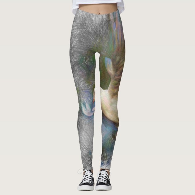 Legging pomba de animais artísticos (Frente)