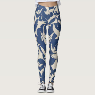 Legging Pombos em legenda de padrão branco e azul