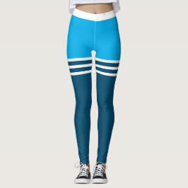 Legging Pontas brancas da coxa em AZUL