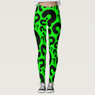 Legging ponto de interrogação verde-ácido halloween