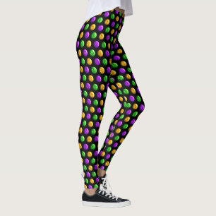 Legging Pontos Amarelos Verdes Roxos Mardi Pretos