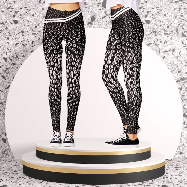Legging Pontos brilhantes geométricos do Abstrato branco e (Criador carregado)