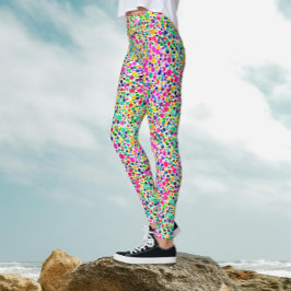 Legging Pontos Coloridos Abstratos Padrão de Pintura em Aq