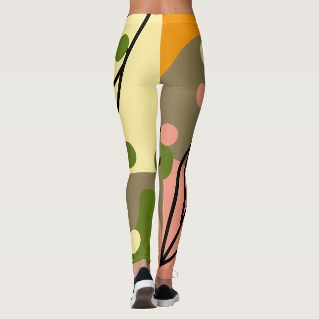 Legging Pontos de abstrato interessantes com folhas (Verso)