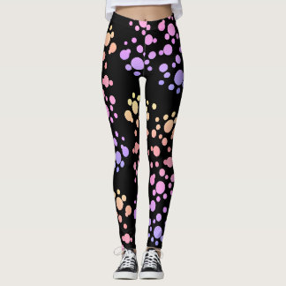 Legging Pontos de Arco-íris na Moda em Preto -