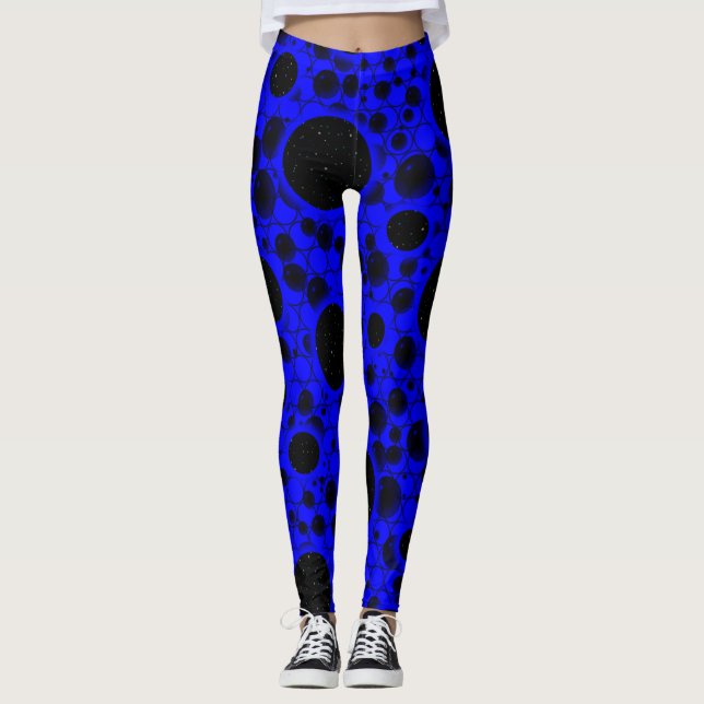 Legging Pontos de bolhas espaciais - Azul (Frente)
