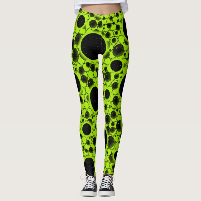 Legging Pontos de bolhas espaciais - Limão (Frente)