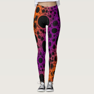 Legging Pontos de bolhas espaciais - Roxo/Laranja