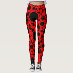 Legging Pontos de bolhas espaciais - Vermelho