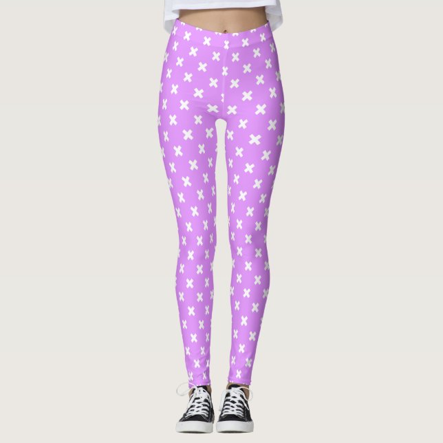 Legging Pontos de cruz brancos em lilás (Frente)