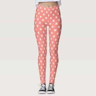 Legging Pontos de cruz brancos sobre o pêssego