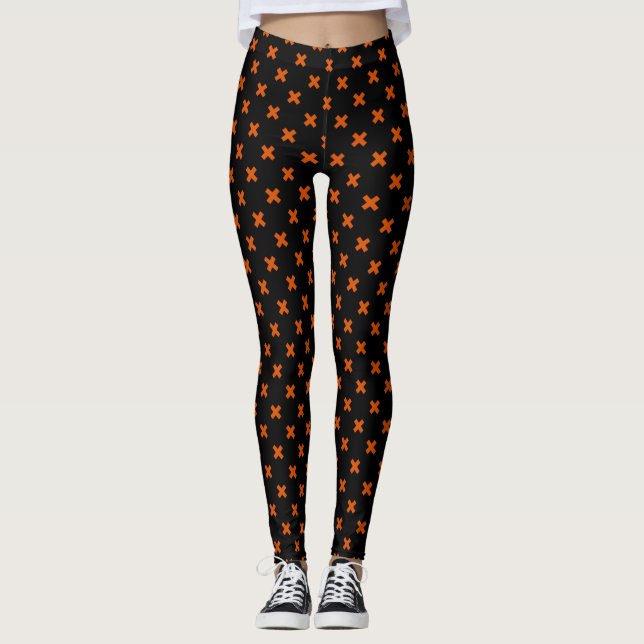 Legging Pontos de cruz laranja a preto (Frente)