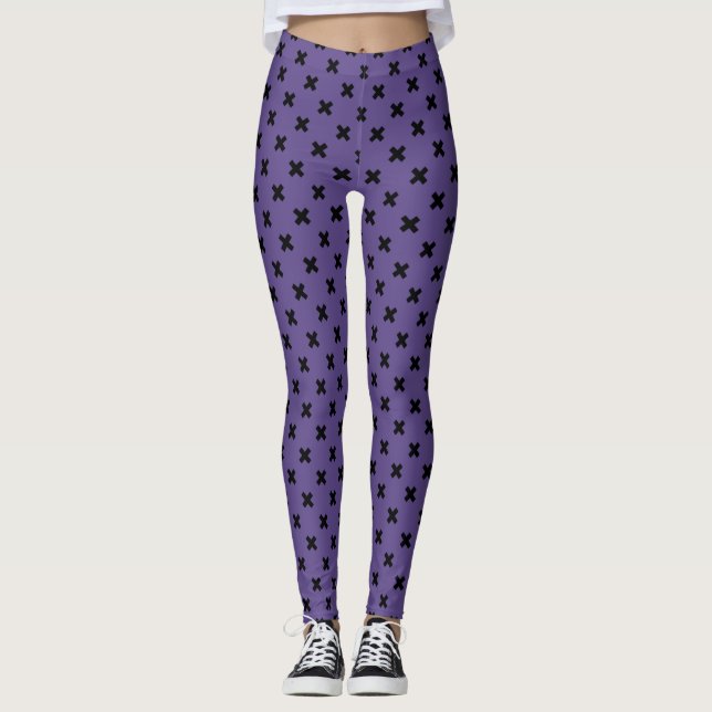 Legging Pontos de cruz pretos no ultravioleta (Frente)