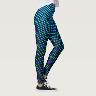 Legging Pontos de Pixel de Meia Tons Geométricos Azuis Mod