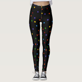 Legging Pontos do arco-íris Bolinhas Confetti Preto