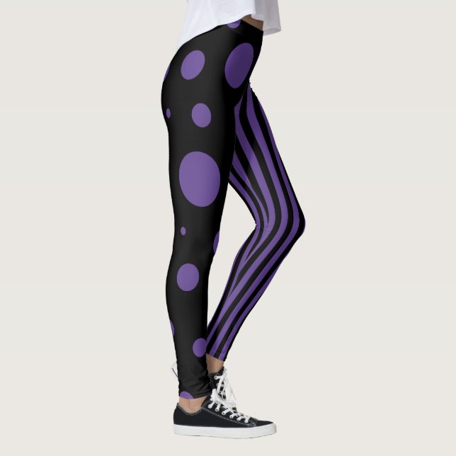 Legging Pontos e tiras em roxo e preto (Direita)