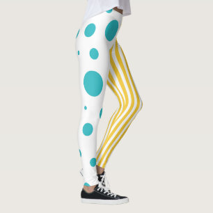 Legging Pontos e tiras - Turquesa e Amarelo