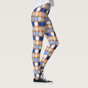 Legging Pontos gigantes do século médio, taupe, bege e azu
